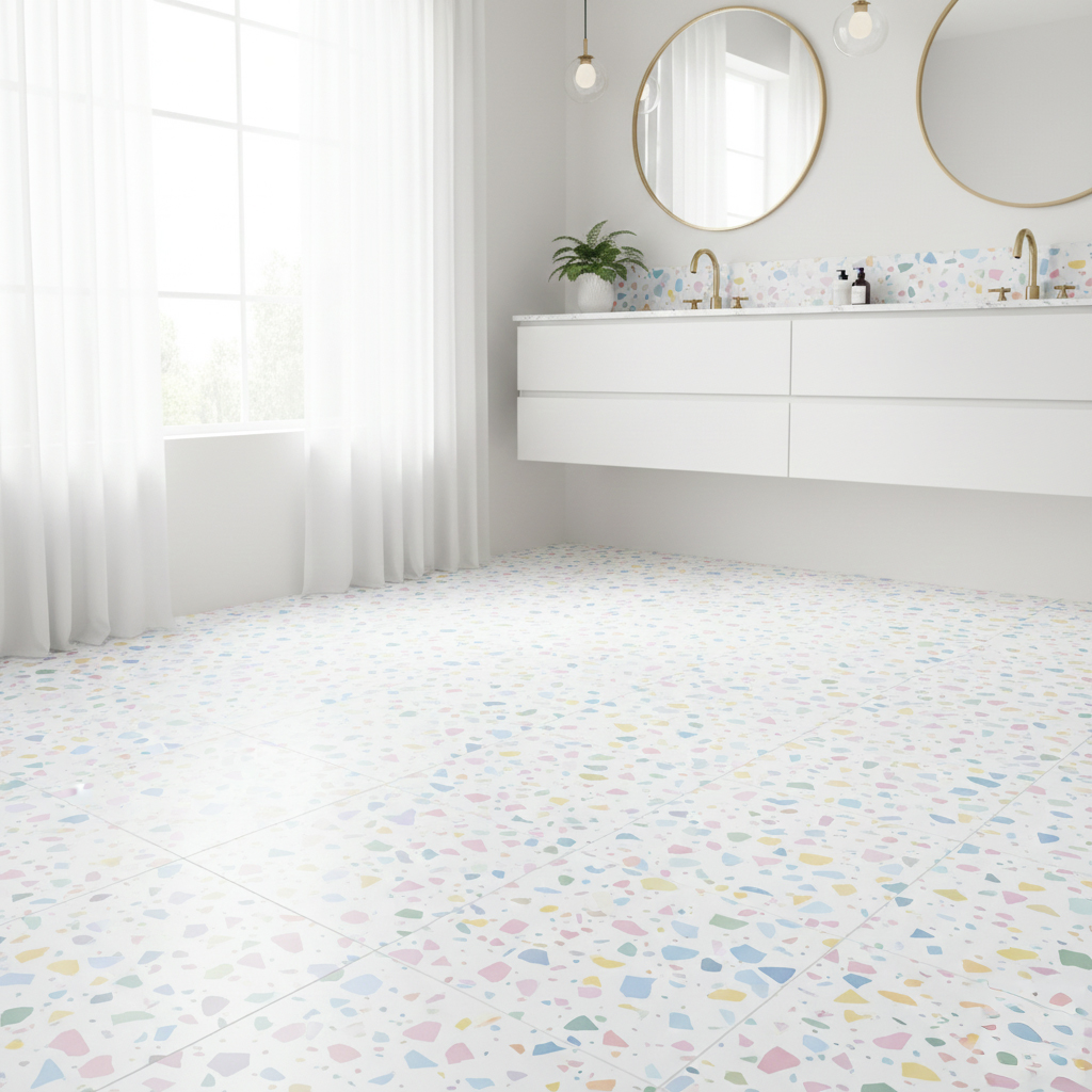 Carrelage effet terrazo granito tendance 2026 coloré moderne