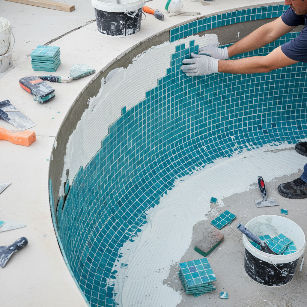 Technique pose carrelage piscine Carreler piscine technique pose carrelage mosaïque bassin étanchéité professionnelle