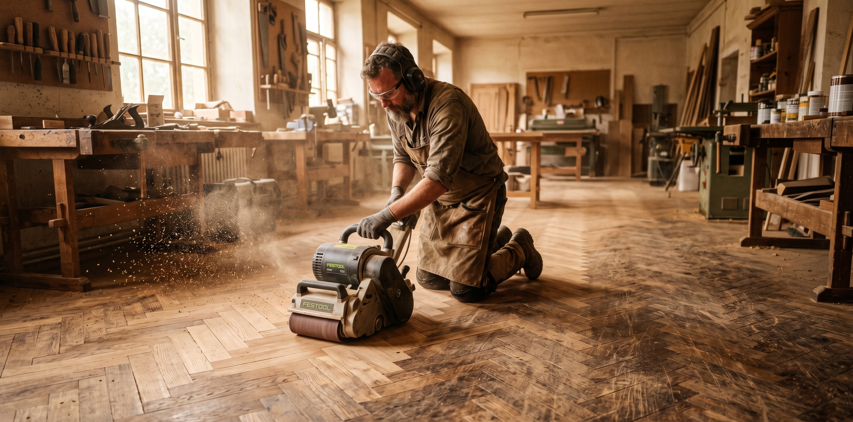 Rénovation parquet ancien ponçage restauration sol bois entretien professionnel revêtement