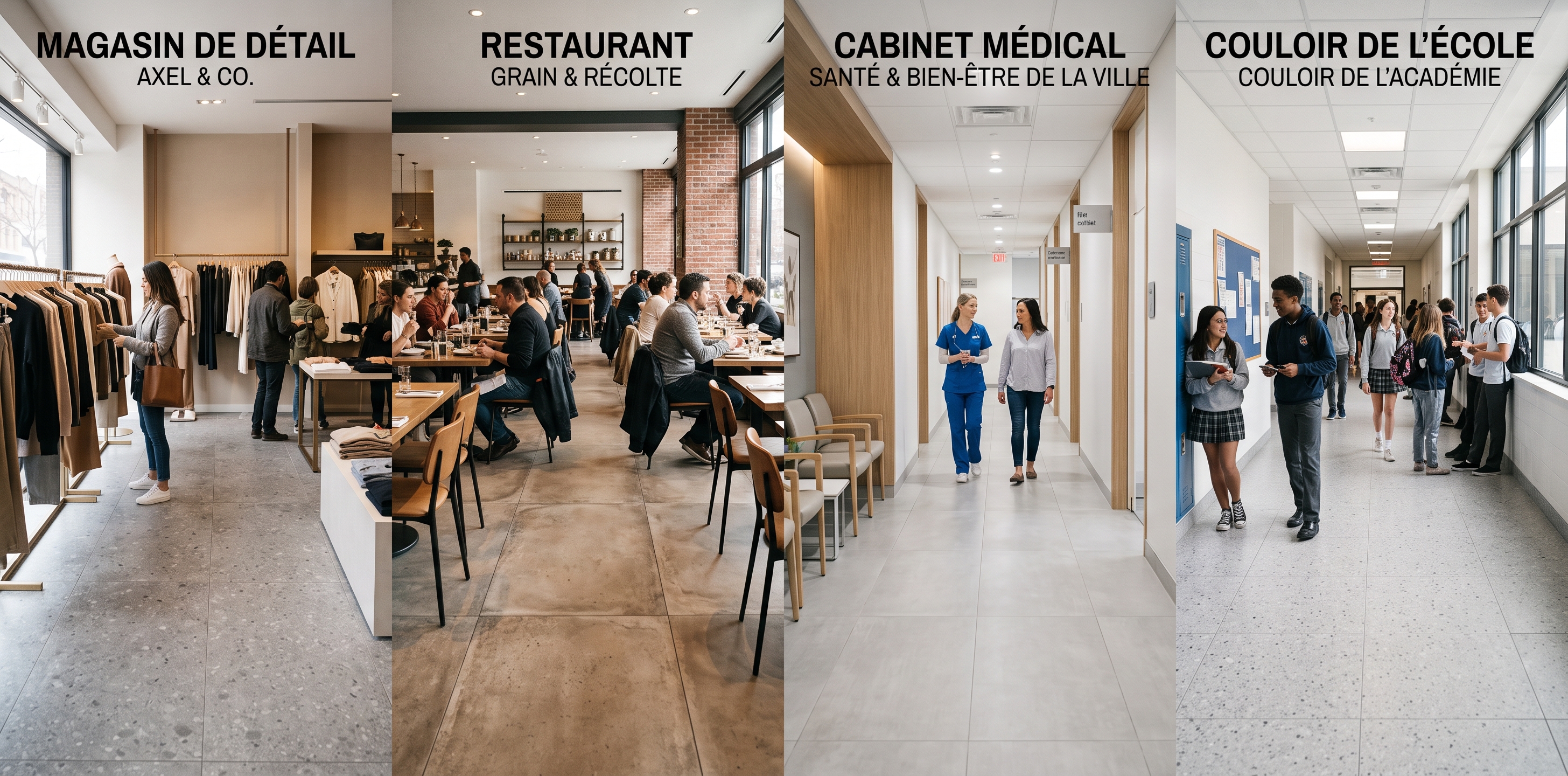 Guide carrelage des espaces professionnels et spécifiques Carrelage espaces professionnels magasin restaurant hôpital école trafic intense normes