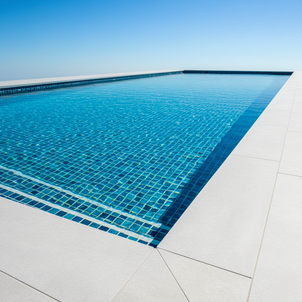 Piscine étanche avec revêtement professionnel et eau cristalline
