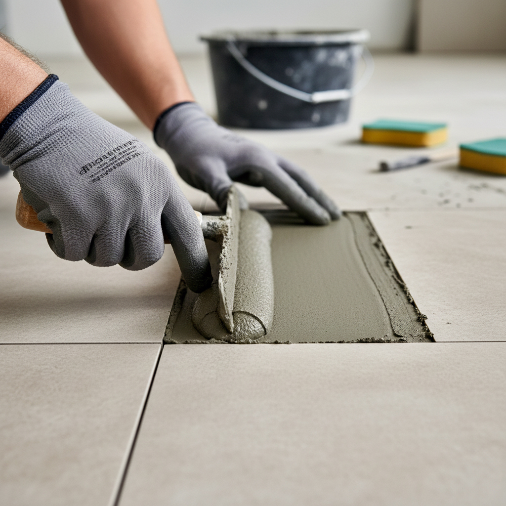 Technique de pose des joints carrelage Application précise de joints de carrelage avec raclette professionnelle