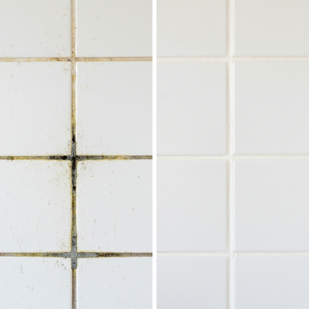 Comparaison joints carrelage propres et sales avant après nettoyage