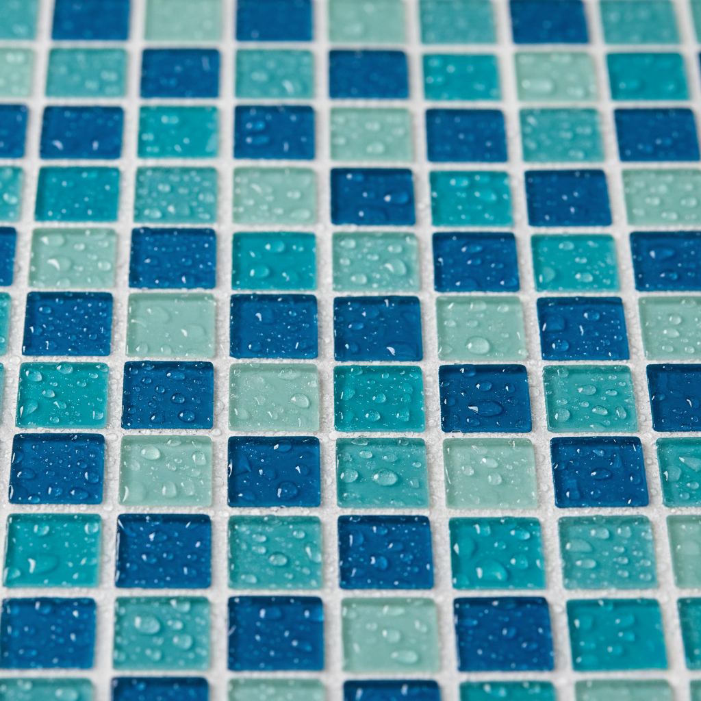 Mosaïque pâte de verre pour douche italienne avec joints antidérapants