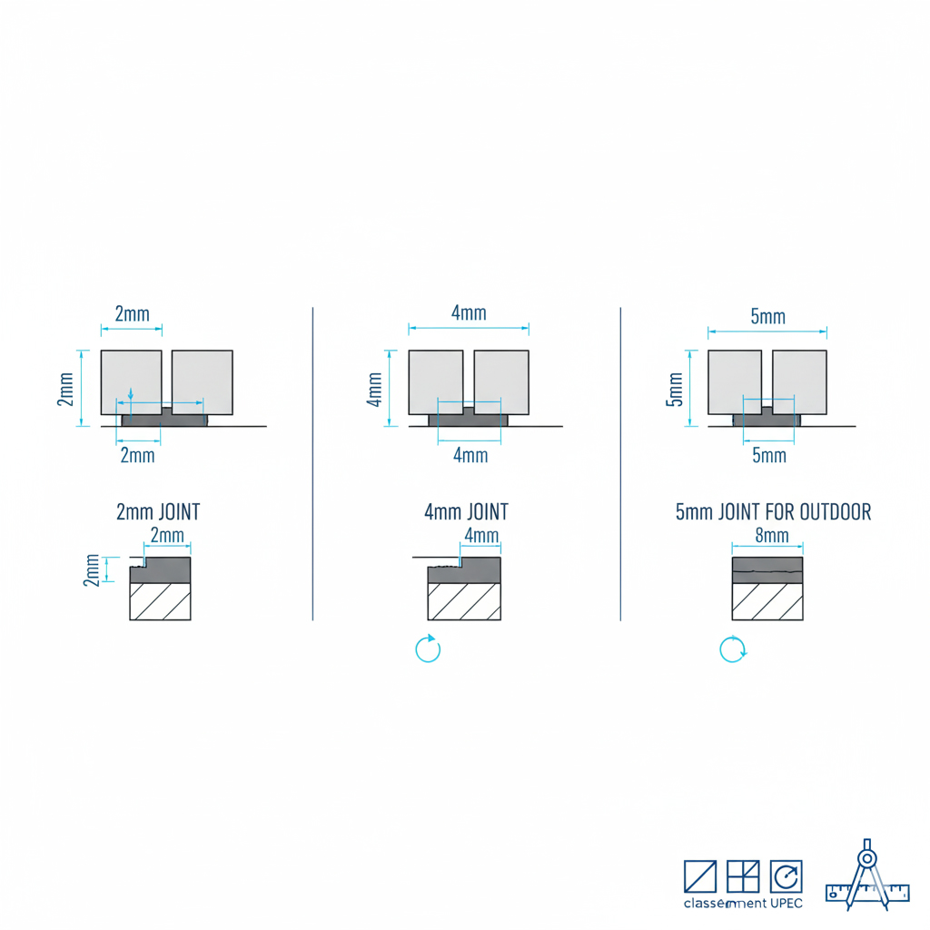 Schéma technique normes DTU largeur joints de carrelage