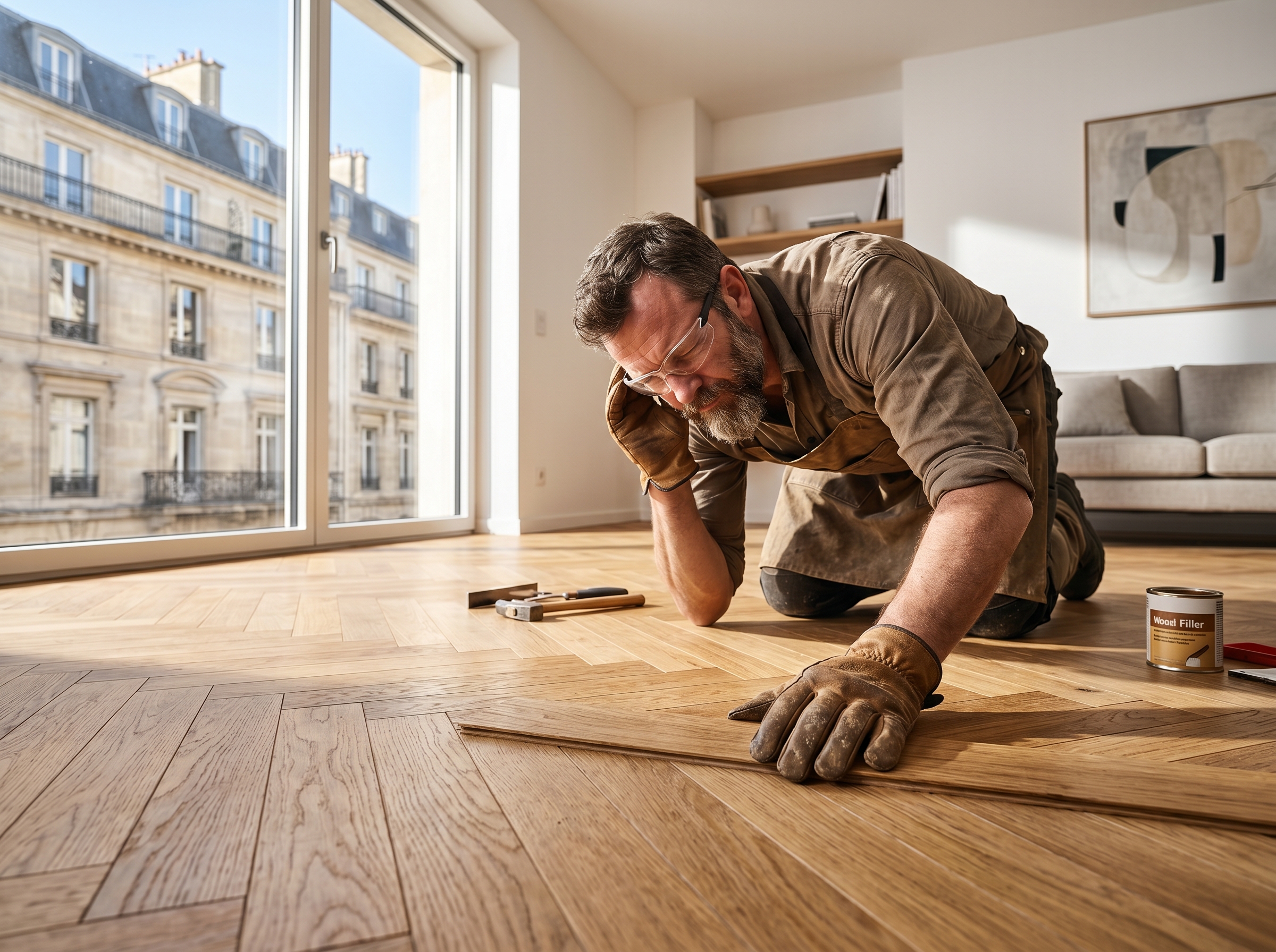 Parquet qui craque lame bois frottement fixation lambourde bruit craquement sol parquet