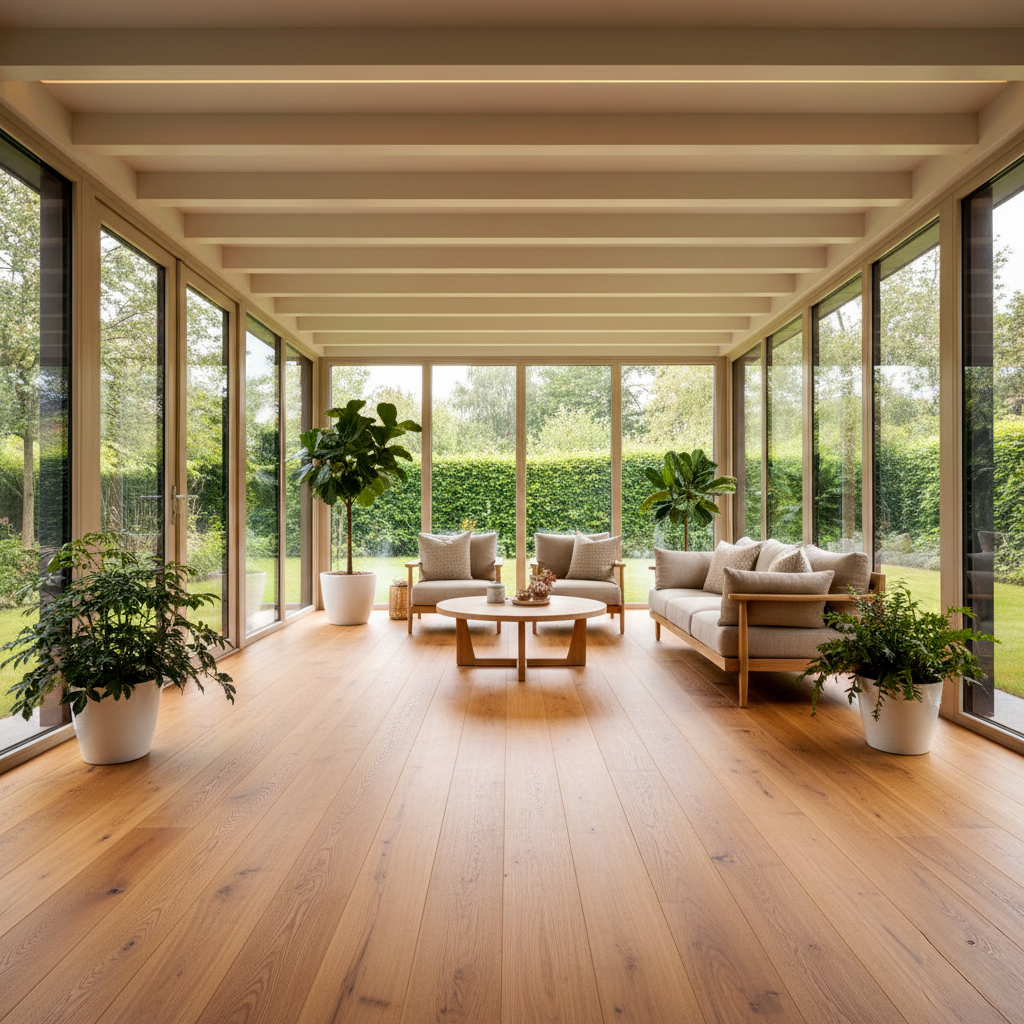 Guide choix parquet pour véranda moderne extension maison bois naturel