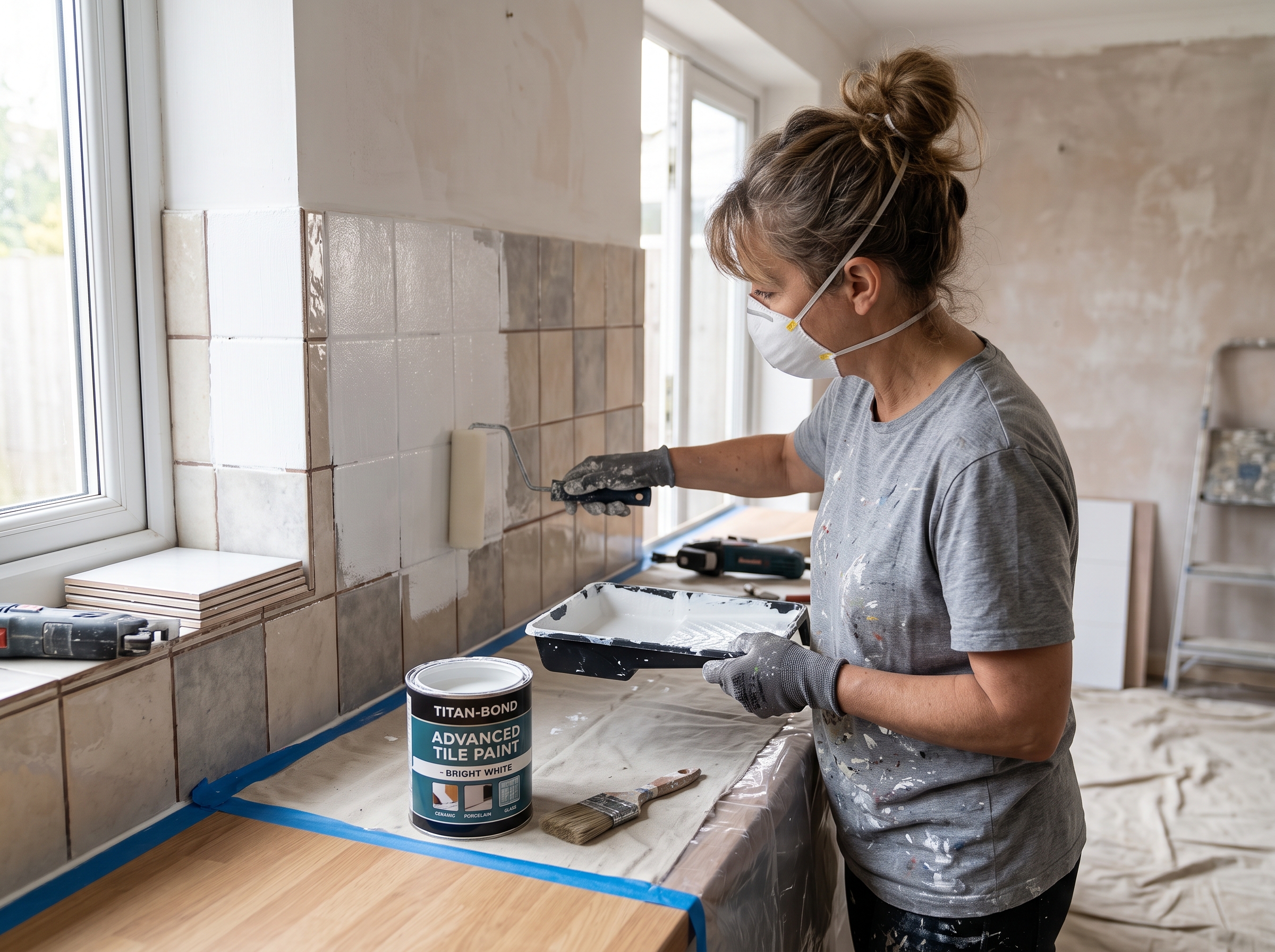 Peindre un carrelage mural ou sol Peinture sur carrelage mural rénovation rouleau résine relooking sans dépose