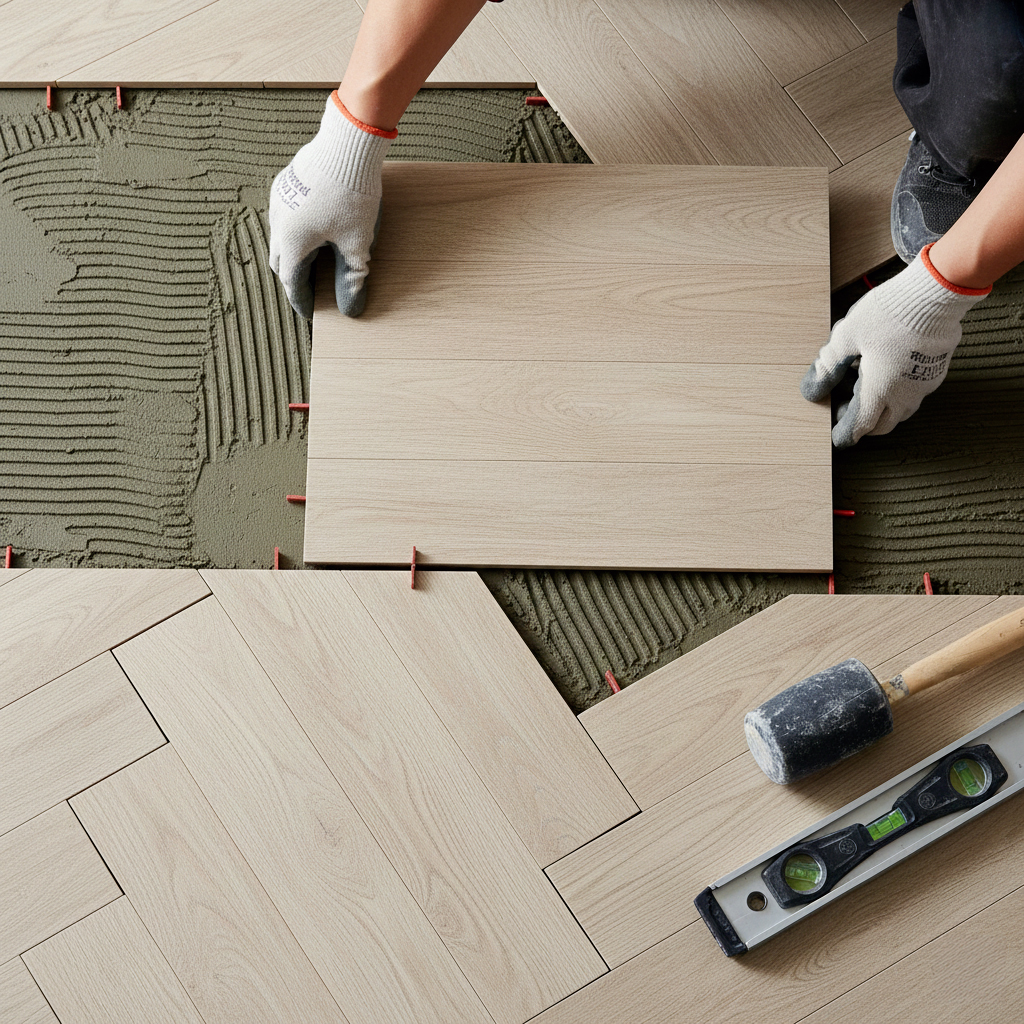 Miniature guide pose carrelage imitation parquet