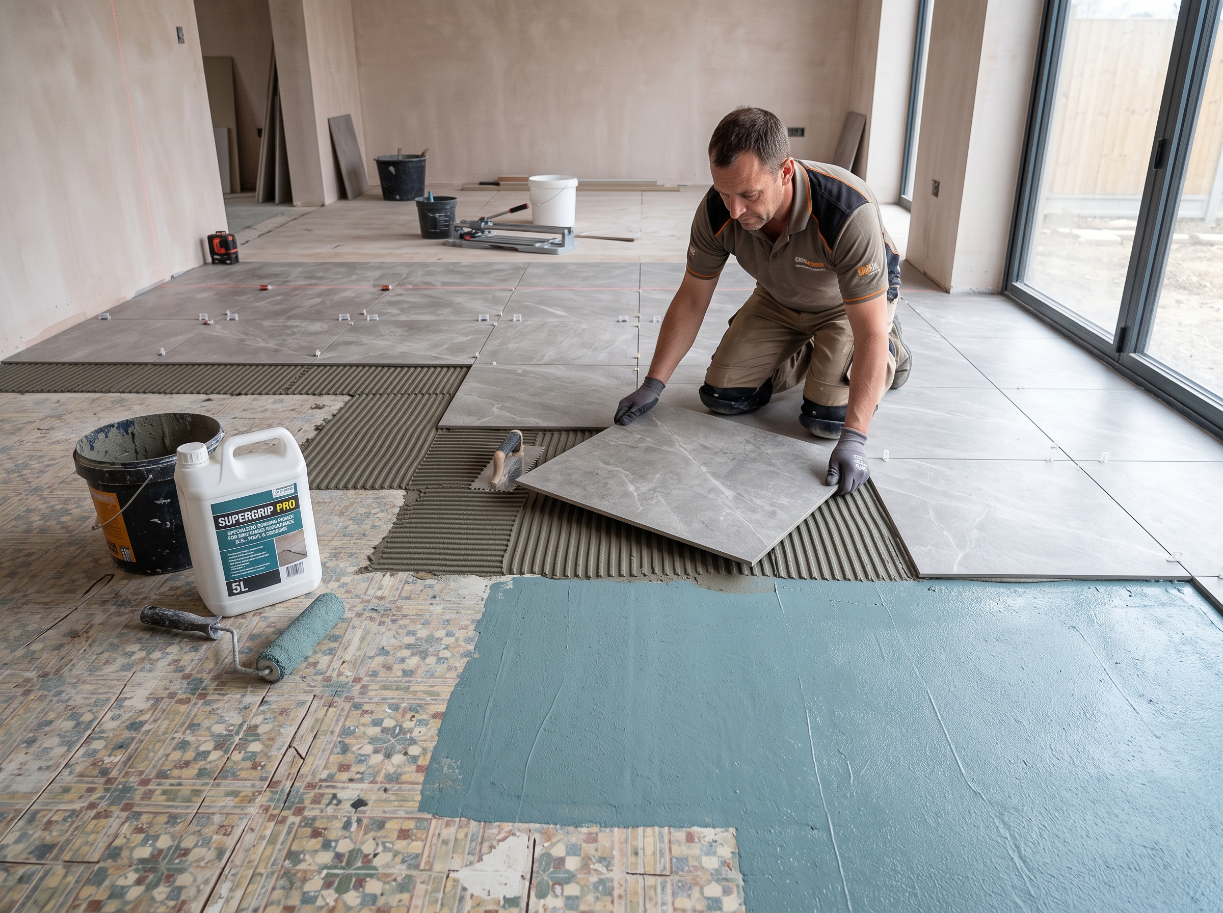 Poser du carrelage sur lino ou PVC Pose carrelage sur ancien lino lames PVC rénovation préparation support primaire