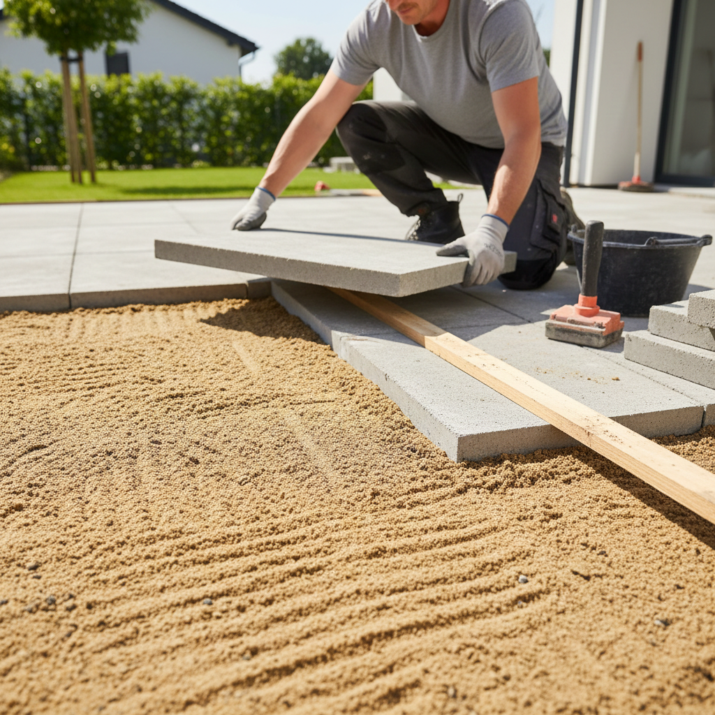 Technique pose dalles sur sable Pose dalles terrasse lit sable technique traditionnelle installation extérieur compactage