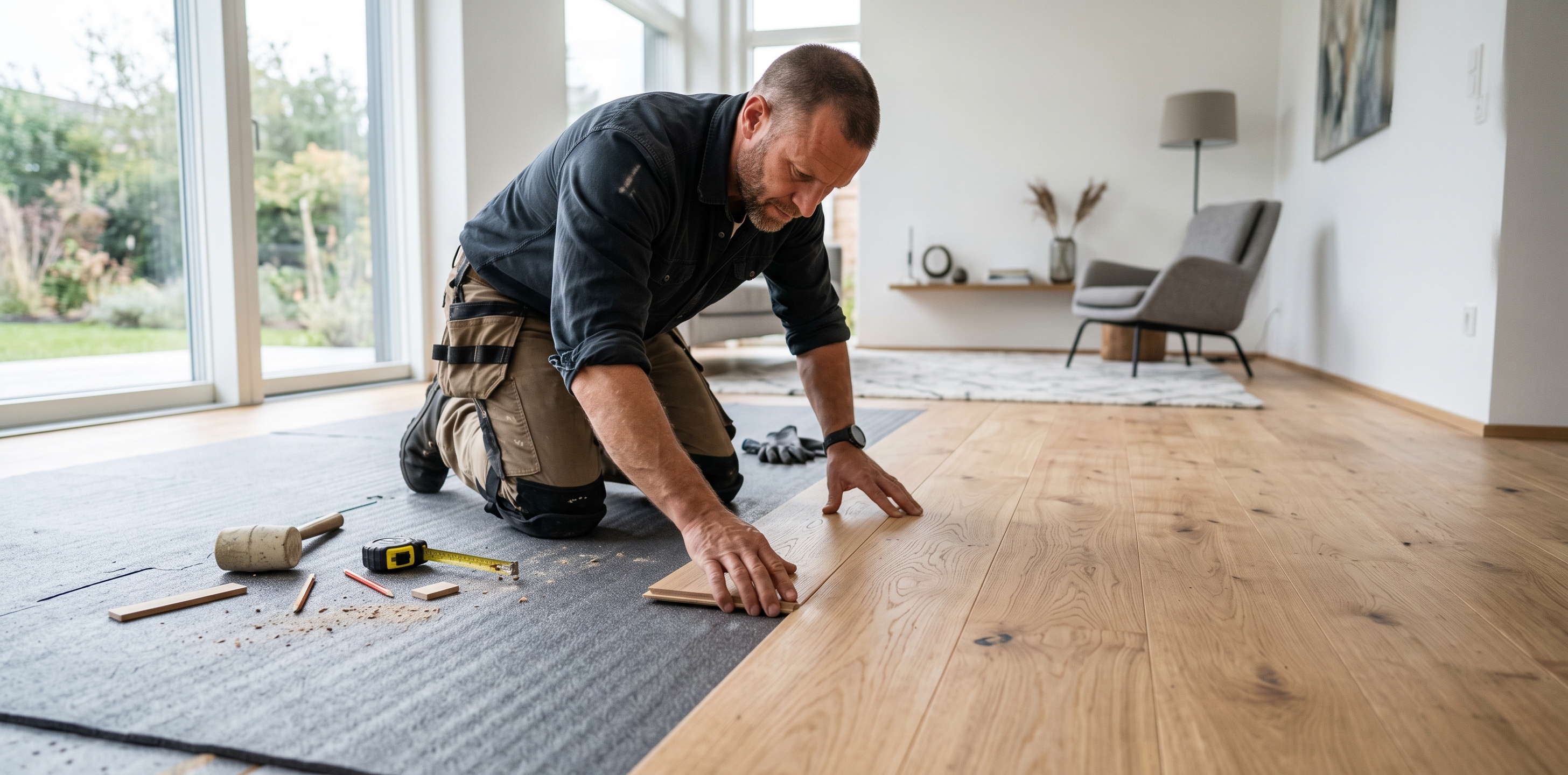 Pose de parquet flottant chêne sur sous-couche technique installation sol bois bricolage professionnel