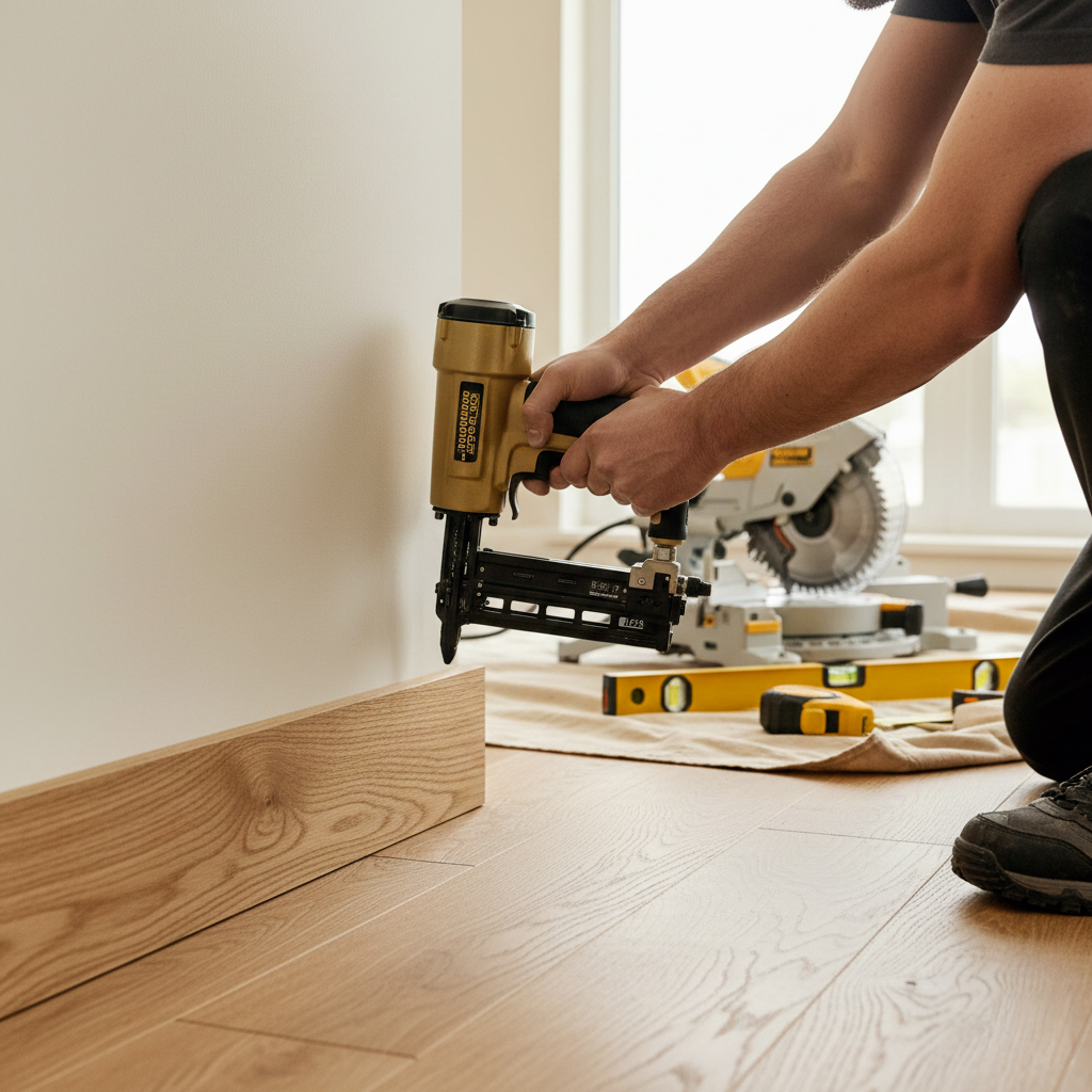 Pose plinthe bois Installation plinthe bois massif clouage ou collage technique pose artisan