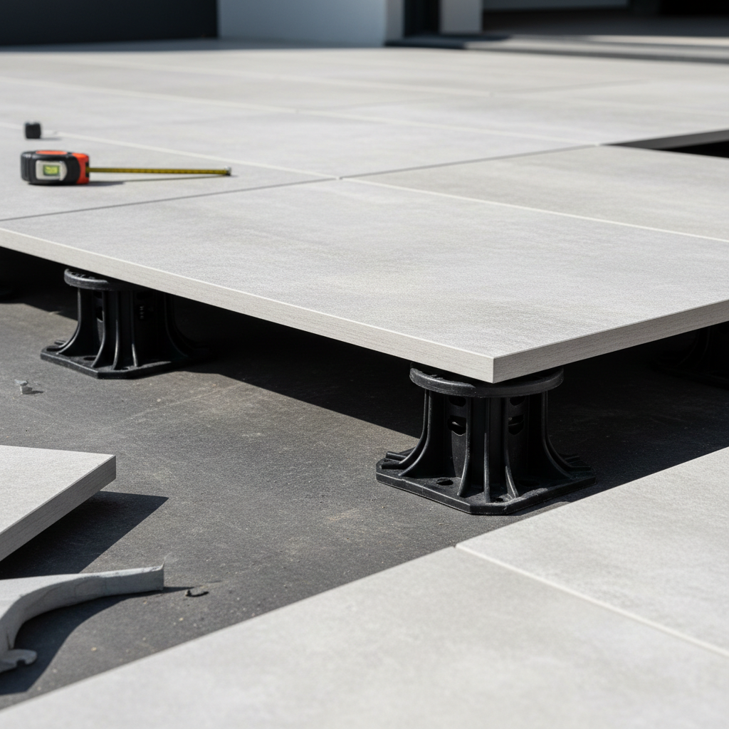 Terrasse plots réglables moderne Terrasse sur plots réglables dalles carrelage installation moderne système modulable