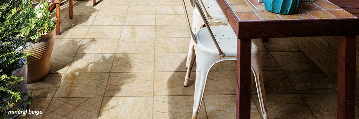 carrelage effet pierre mineral beige
