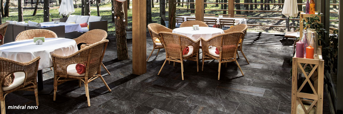 carrelage effet pierre mineral nero