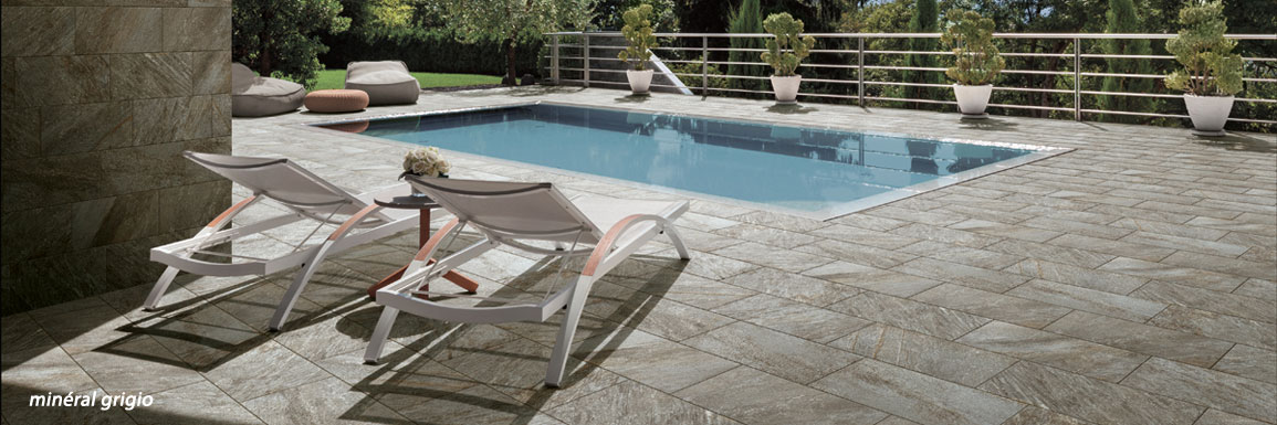 carrelage effet pierre mineral gris