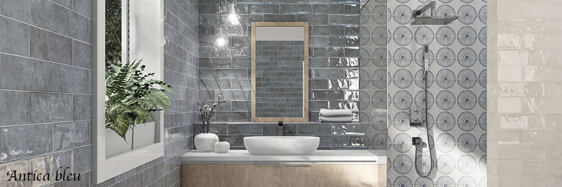Carrelage retro antica bleu salle de bain