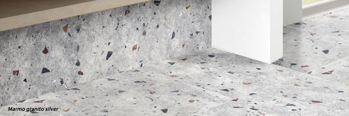 carrelage terrazzo marmo granito silver pour le mur de l'entrée