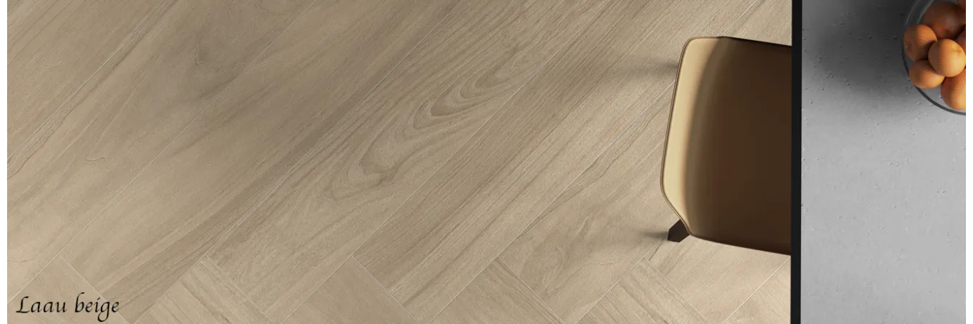 Carrelage fin sol effet bois Laau beige pour le salon 