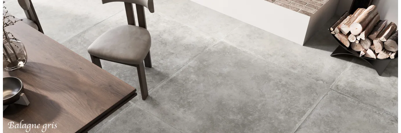 Carrelage sol extérieur traditionnel Balagne gris clair pour la salon de jardin