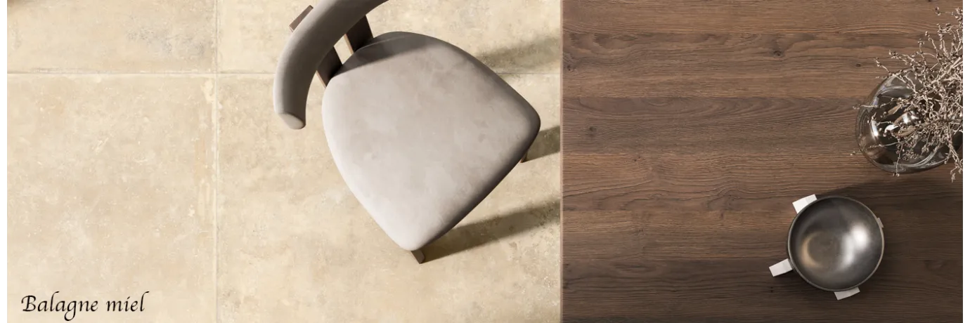 Carrelage sol extérieur traditionnel Balagne miel couleur beige pour la terrasse