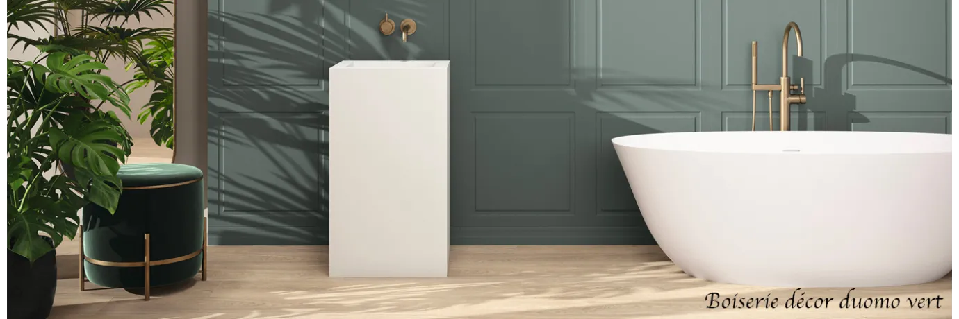 Carrelage mur Boiserie décor duomo vert pour la salle de bain style zen classe