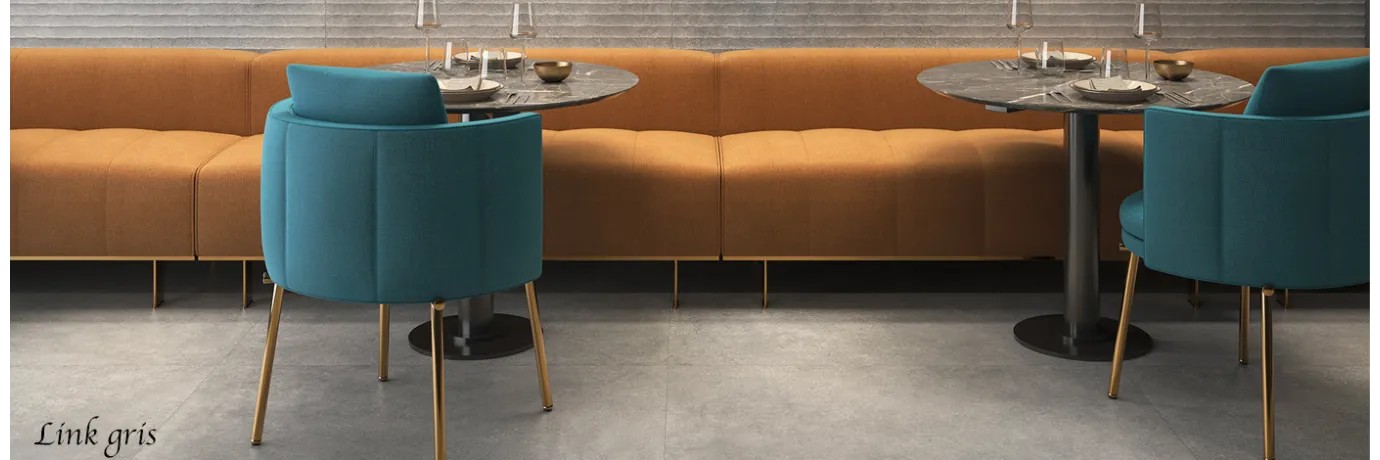 Carrelage sol effet pierre Link Gris pour un restaurant style moderne