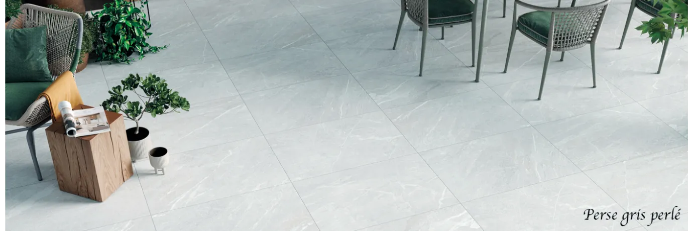 Dalle extérieur effet pierre naturelle Perse 2.0 gris perlé pour la terrasse 