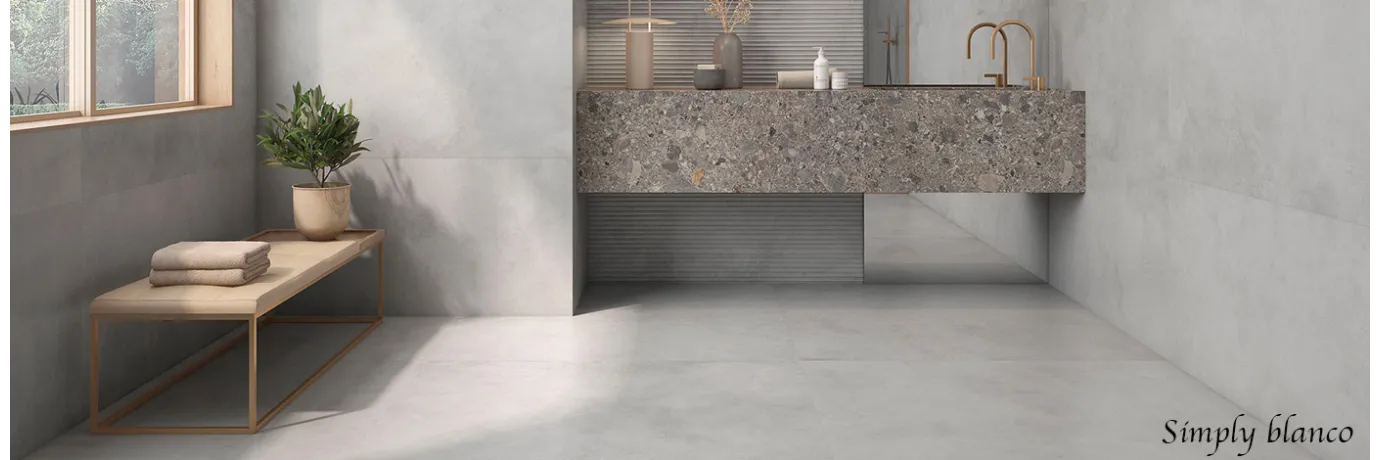 Carrelage sol moderne Simply blanco teinte blanc pour la salle de bain