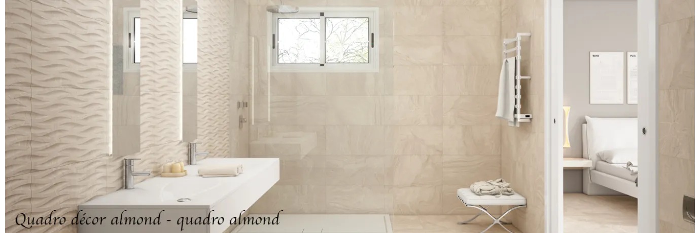 Carrelage mur Décor Quadro almond beige pour le mur et l'intérieur de la douche