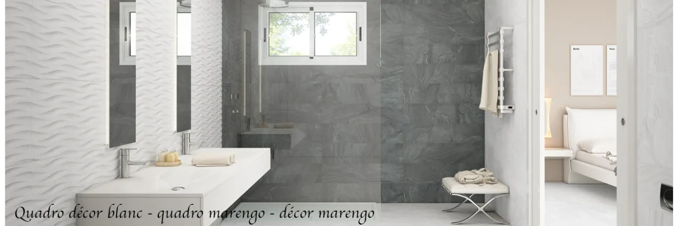 Carrelage mur Décor Quadro blanco et marengo pour la salle de bain et l'intérieur de la douche