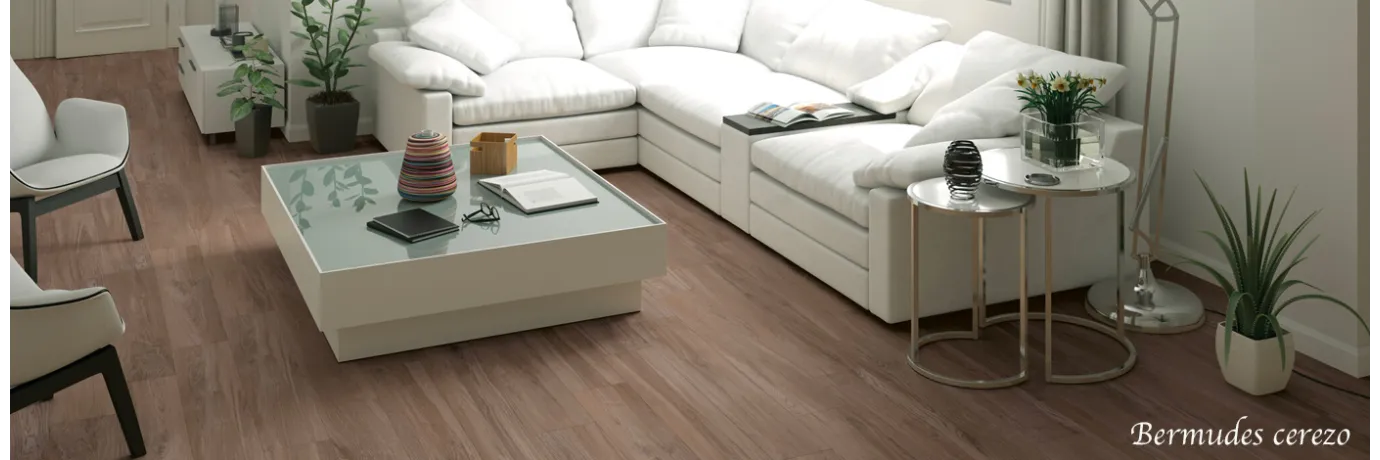 Carrelage sol imitation parquet Bermudes cerezo marron foncé pour le salon 