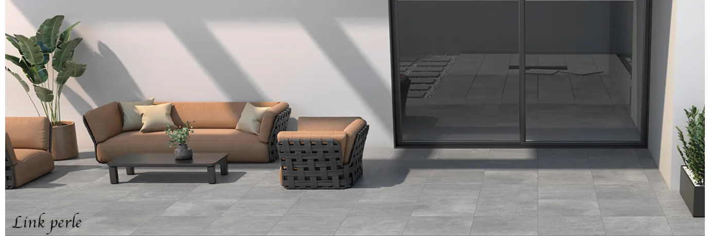 Carrelage sol extérieur effet pierre Link Perle pour la terrasse