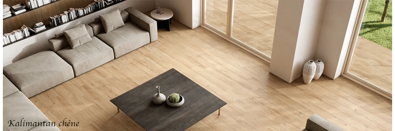 Carrelage intérieur imitation parquet Kalimantan chêne couleur beige pour le séjour