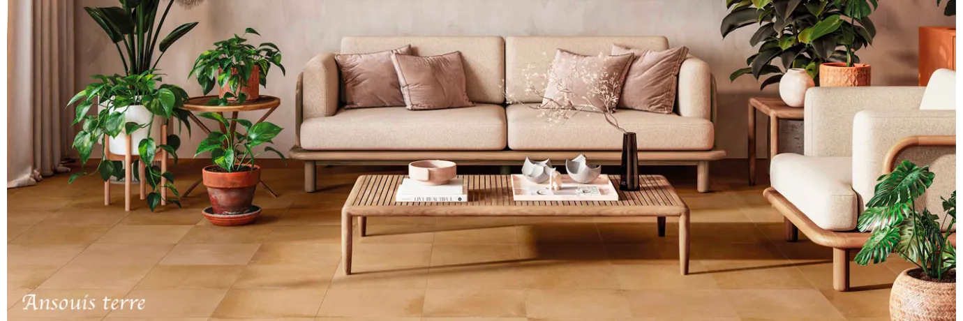 Carrelage sol et mur traditionnel Ansouis terre pour le salon style ancien