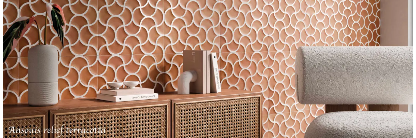  Carrelage mur ancien Ansouis relief terracotta pour l'espace bureau