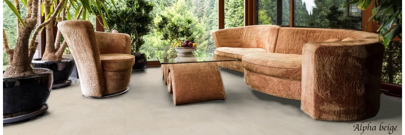 carrelage intérieur effet beton alpha beige pour le sol du salon