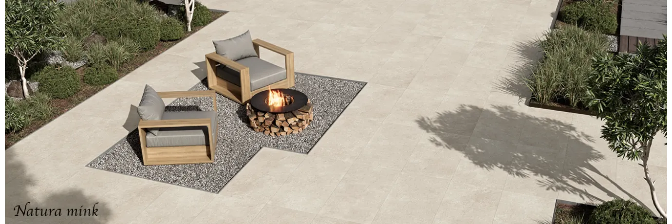 carrelage extérieur pierre natural beige pour le salon extérieur