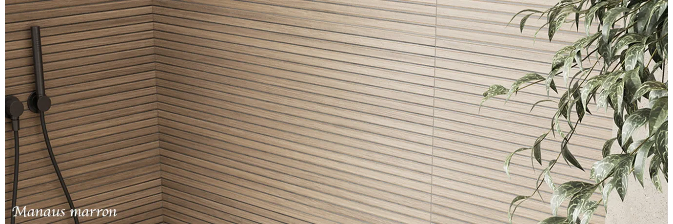 Carrelage mur Décor Bois Manaus marron pour l'intérieur de la douche style déco nature
