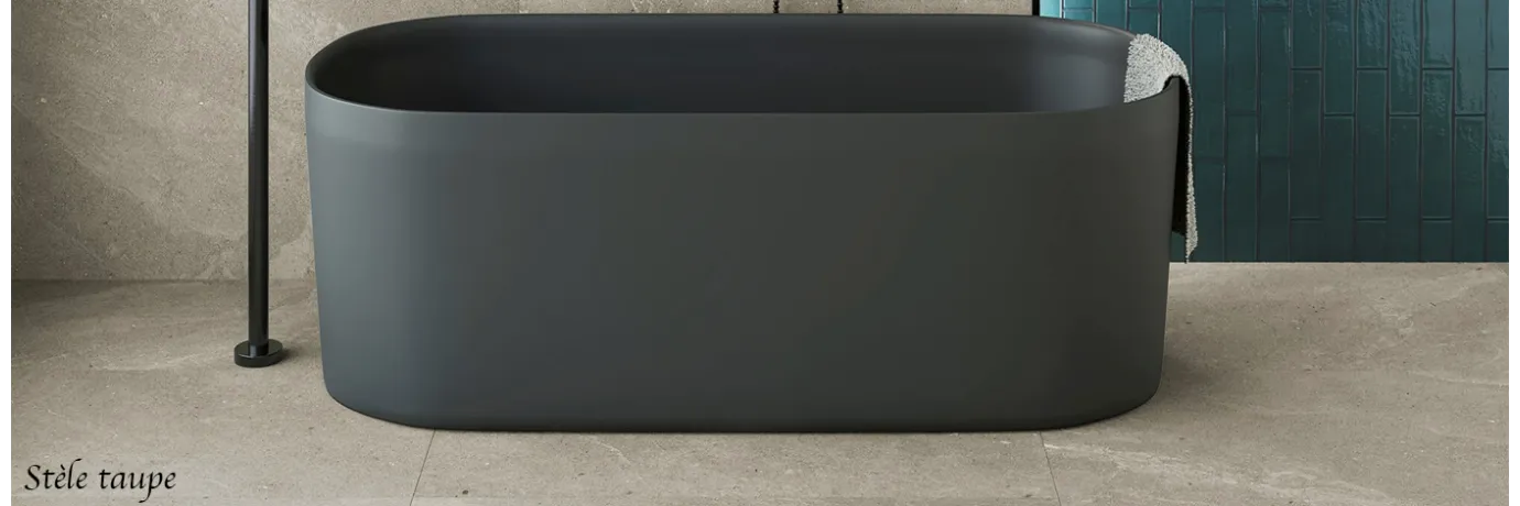 Carrelage intérieur effet pierre naturelle stèle taupe pour le sol de la salle de bain