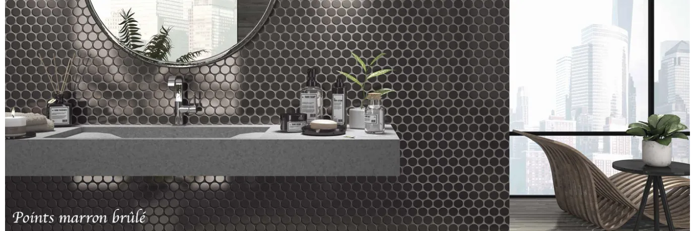carrelage pour le mur de la salle de bain design points marron brûlé