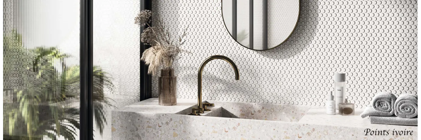 carrelage pour le mur de la salle de bain design points ivoire