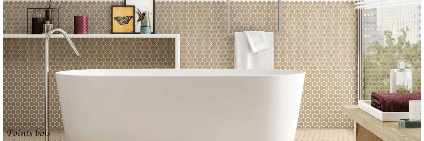 carrelage pour le mur et le sol de la salle de bain design points bois