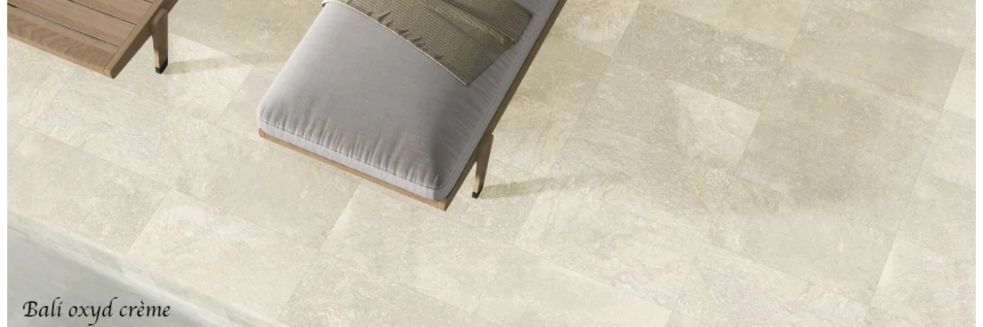 Carrelage extérieur effet pierre de bali série Bali oxyd crème pour la terrasse