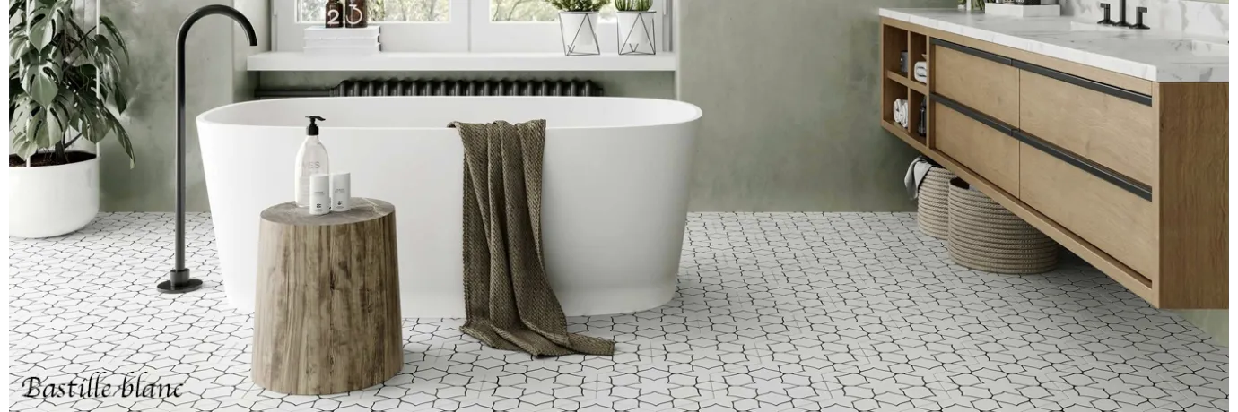 carrelage hexagonaux bastille blanc pour la salle de bain