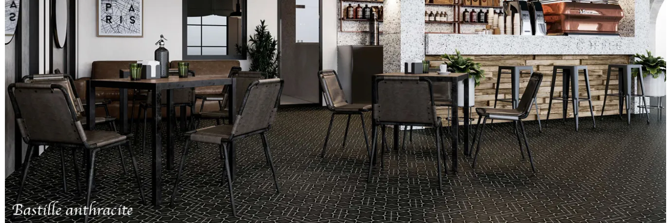carrelage hexagonaux bastille anthracite pour un restaurant