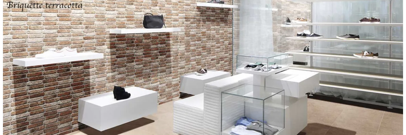 carrelage pierre de parement briquette terracotta pour un commerce
