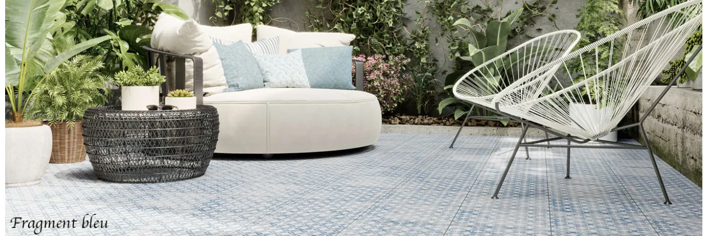 carrelage classique fragment bleu pour la terrasse