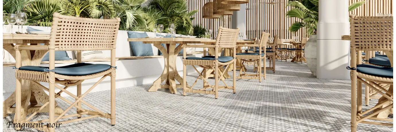 carrelage classique fragment noir pour un restaurant style nature